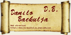 Danilo Bačkulja vizit kartica